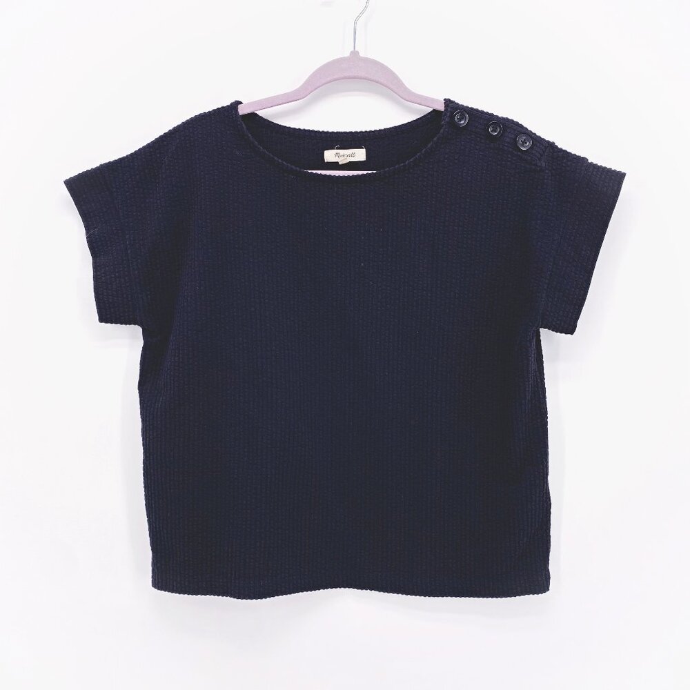 Madewell Seersucker Button Shoulder Top